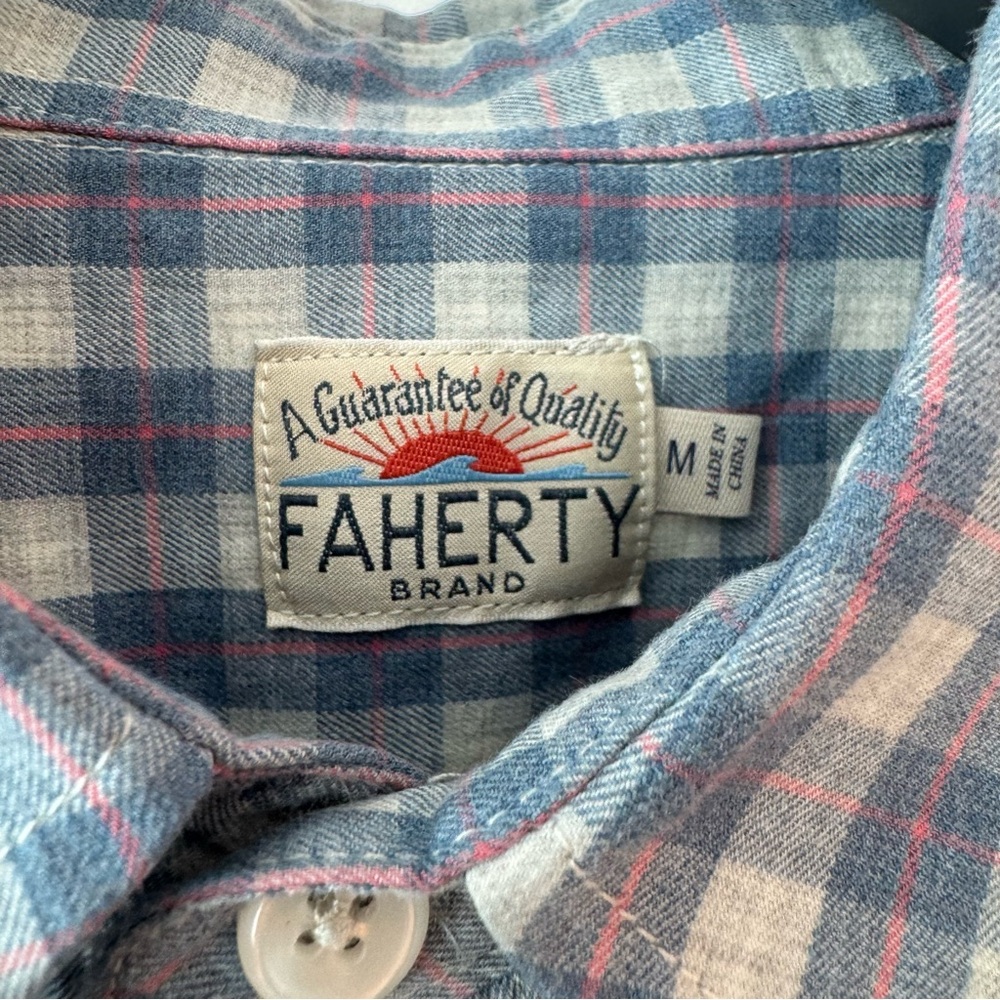 Faherty Men Shirt - Cherry Hill Plaid (Medium) - Picture 3 of 5